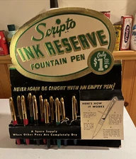 New Old Stock NOS Scripto Ink Reserve Fountain Pens (11) Store Pharmacy Display