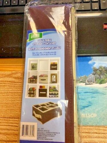  Foldable Fabric Storage  Container Brown/Beige 11" x 4" x 7.5”  Pull Handle NEW - Picture 1 of 1
