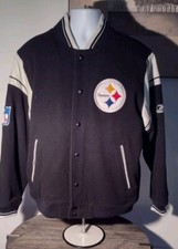 Pittsburgh Steelers Stadium Letterman Style Jacket NFL Reebok Wool Medium
