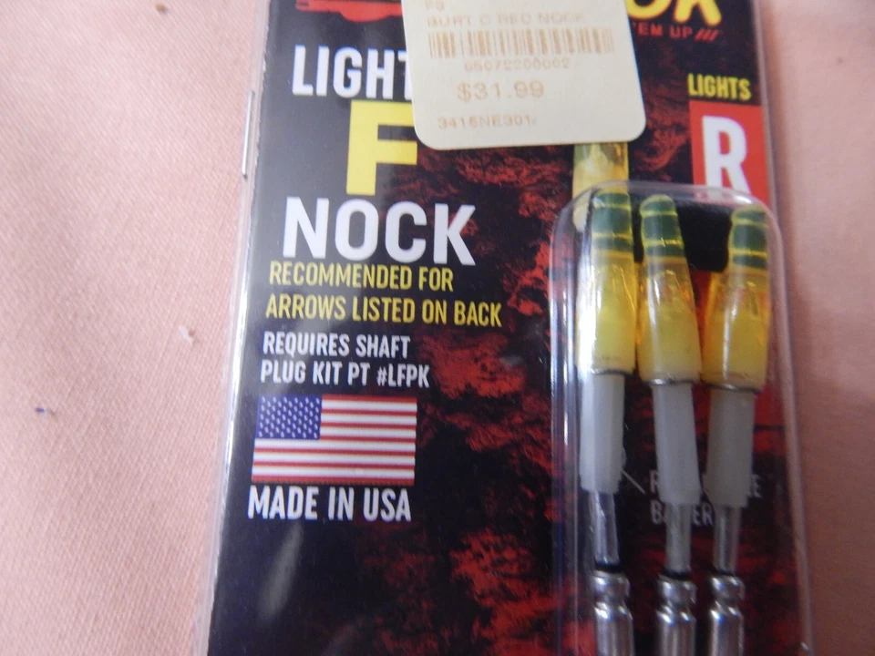 NEW Burt Coyote Lumenok Lighted F Nocks: 3pk: RED F3R Fits .166" ID Shafts - Image 2 of 4
