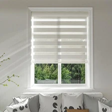 Changshade Cordless Zebra Roller Shade with Valance, Double Layered Window Bl...