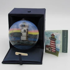 Global Village Ornament, Edgartown Harbor, Lighthouse Series, 2 1/2" Glass Globe