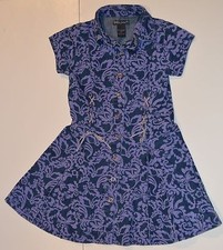 Lydia Jane Girls Size 5 Short Sleeve Denim Look Floral Dress