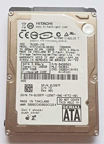 160 GB SATA Hitachi HTS723216L9A362 7200RPM 16MB HDD 2,5" interne Festplatte