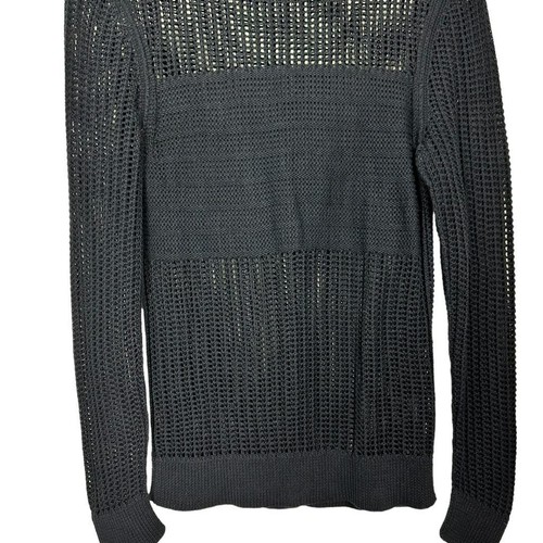 AllSaints dunkelblau Rollkragen offen Strick Pullover Häkel Lasercut Akzente Gr. 6 - Bild 5 von 8