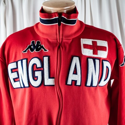KAPPA England Red Blue White Zipper Men Athletic Soccer Jacket Size M Short