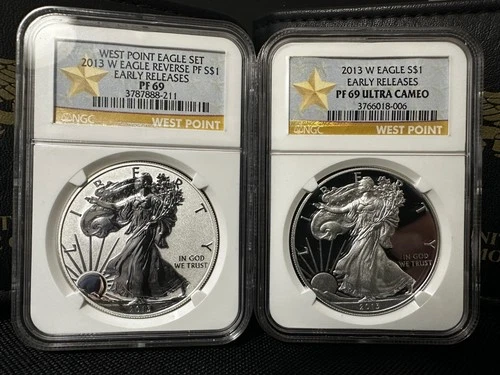 2013 W .999 Silver American Eagles NGC PR69 DEEP CAMEO & REV PR69 (2) Coin Lot!