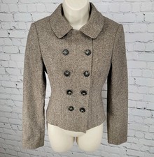 United Colors Of Benetton Brown Wool Blend Stretch Double Breast Jacket Size 38