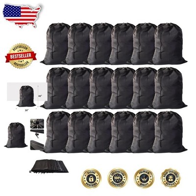 Durable Laundry Bags 18 Count Black 30''x40'' Cotton Blend Drawstring Closure
