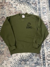 Vintage USMC Green Crewneck Sweatshirt Soffe Made in USA Pullover Size Medium