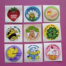 Vintage Trend 80s 90s Scratch Sniff Stinky Sticker Original Glossy Lot Of 9