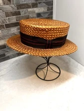 Rare Vintage Lundstrom of San Francisco California Straw Boater Hat Mens 7 1/4