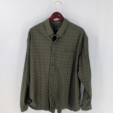 Vtg Eddie Bauer Check Wrinkle Resistant Button Down Shirt Olive Green Size 2XL