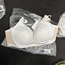 Honeylove Silhouette Bra Sand White Lace Mesh Wire-Free SZ 34 DD E NEW NWT