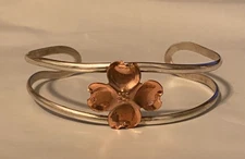 Sterling Silver Dogwood Copper Flower Cuff Bracelet By Stuart Nye