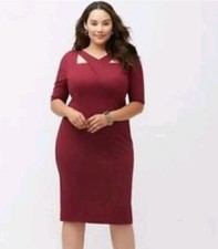 LANE BRYANT Women's Burgundy Bodycon Cut out Dress Size 14 NWT