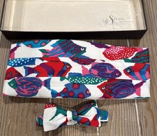Santana Formal Accessories Cummerbund Bow Tie Set Tropical Fish FF300 Vintage