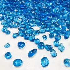 Blue Glass Stones, 0.85LB/385g Aquarium Gravel Rocks, Blue Aquarium Pebbles
