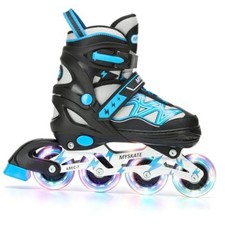 Lightning Adjustable 4 Sizes Inline Skates with Large - Youth 5Y-8Y US Black