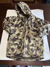 Cabelas Dri Fowl Camo Hooded Coat Jacket Youth Small Four Outside Pockets