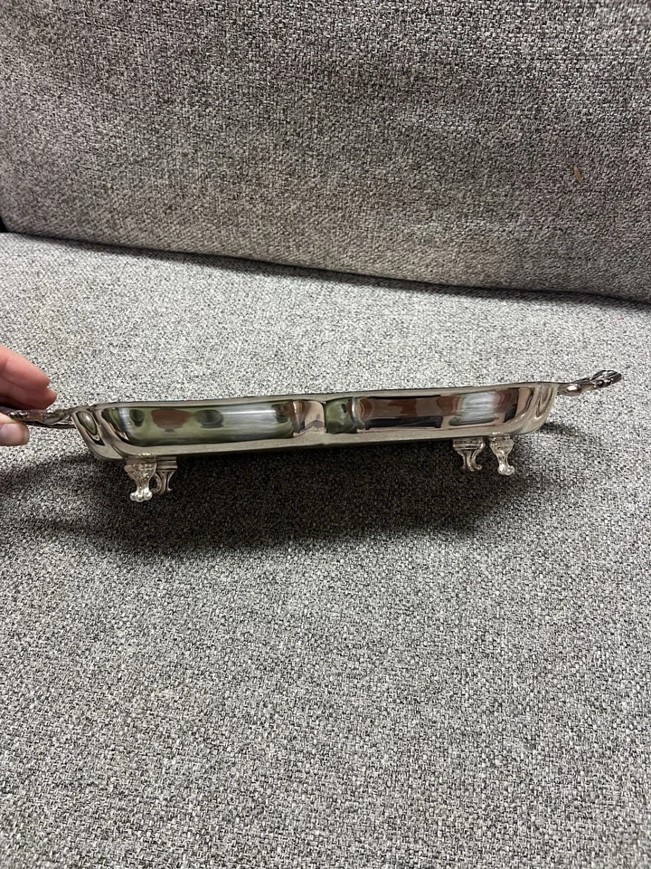 English Silver Mfg. Bandeja para servir con patas pequeñas Corp Foto 4 de 4
