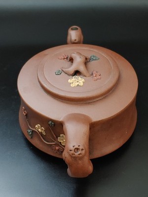 宜兴老紫砂顾锡仙梅花壶Vintage Chinese Yixing Purple Clay Zisha