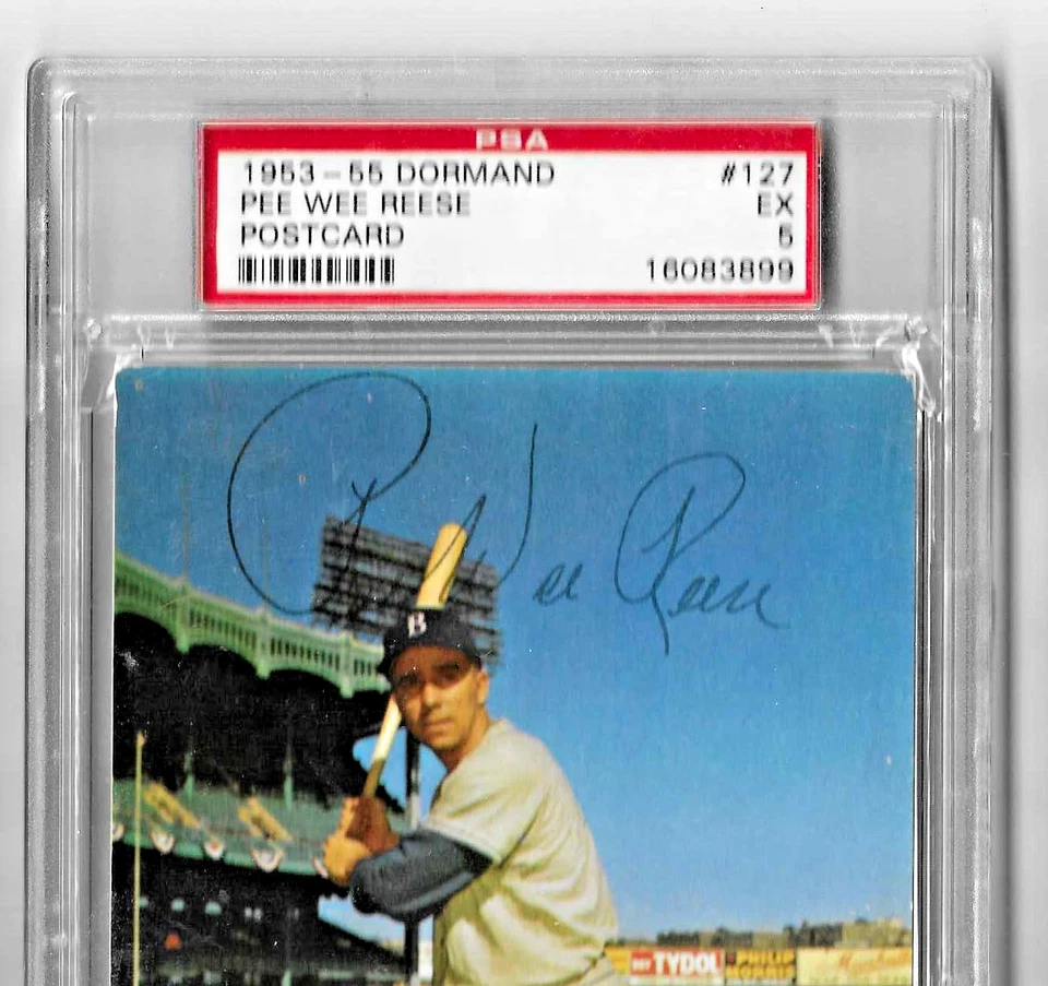 Postal de béisbol 55 Dormand 1953 #127 Hof Pee Wee Reese PSA 5 Low Pop Dodgers Foto 2 de 4