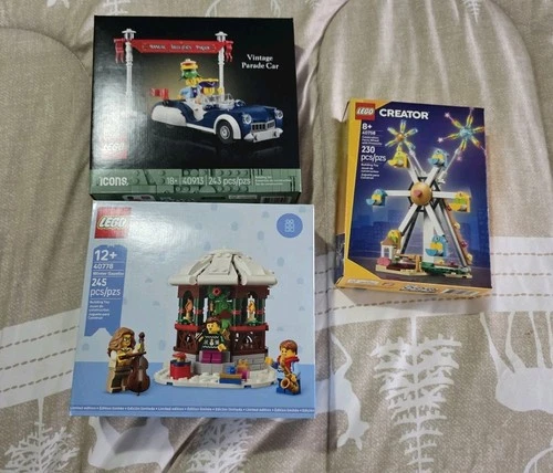Lego GWP Lot - 40913 Vintage Parade Car 40778 Winter Gazebo 40758 Ferris Wheel