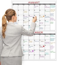 Large Dry Erase Calendar for Wall - Undated 2 Month Wall Calendar, 38" x 28" ...