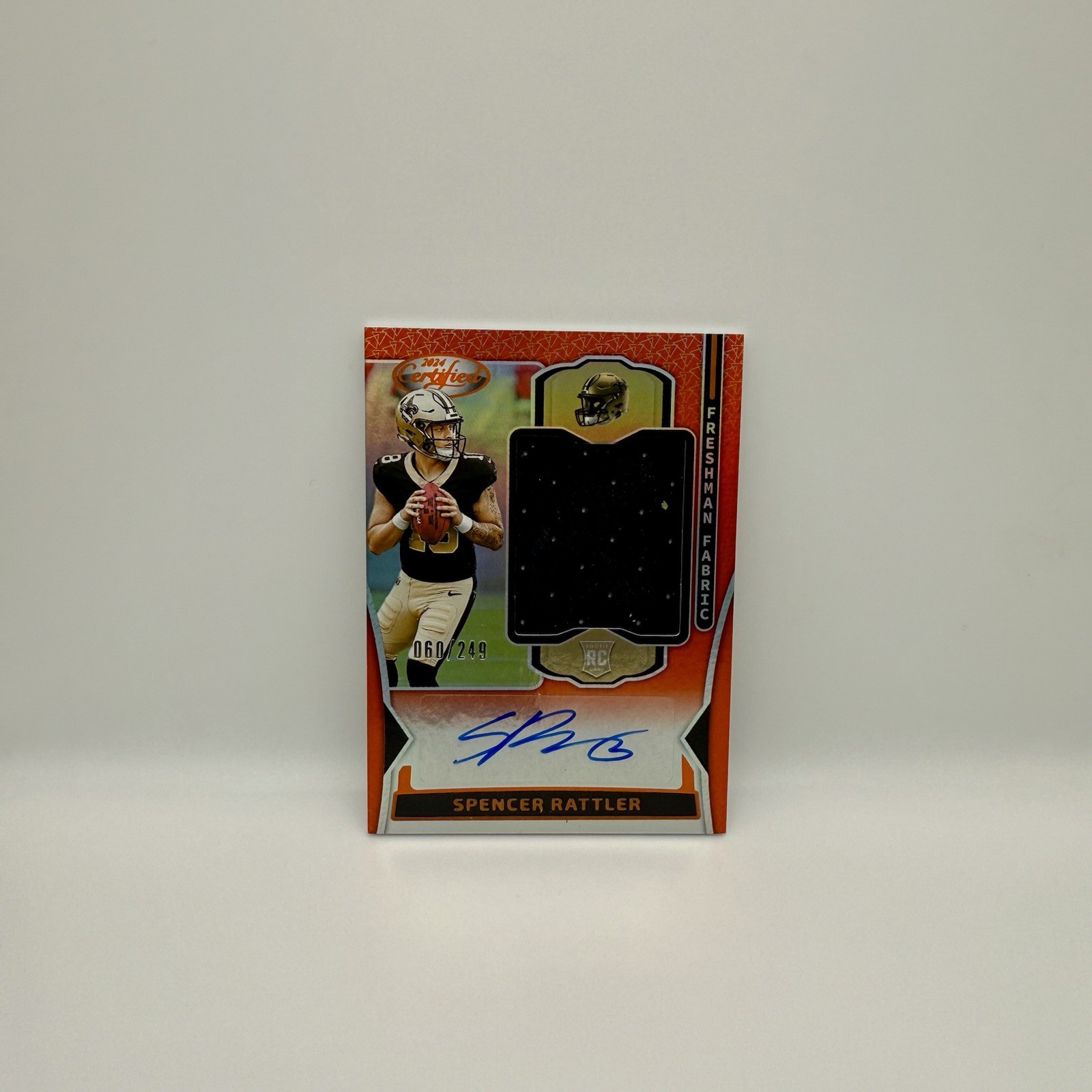 2024 Certified Freshman Fabric Auto Relic Orange #FMS-SRR Spencer Rattler /249
