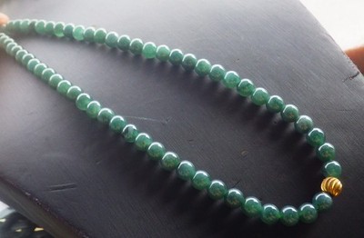 Video Certified Green Natural A Jade Jadeite Bead Necklace 27 inches 418797 TS