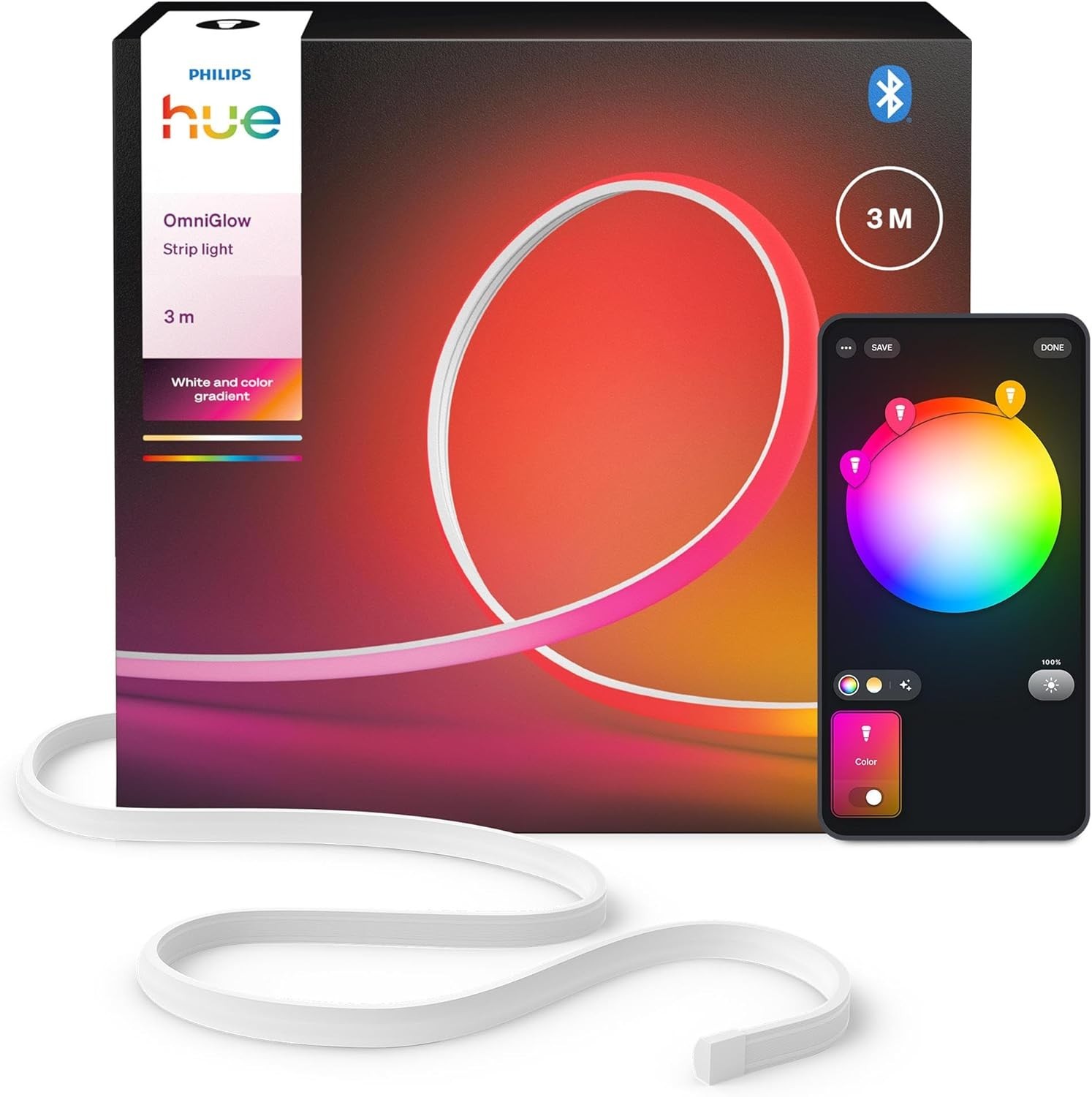 Philips Hue OmniGlow 3m Mikro LED-Lightstrip, 2700 lm Lichtband, farbige LED