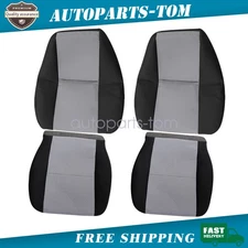 Driver Passenger Bottom & Back Seat Cover 2007-14 For GMC Sierra Gray/Black