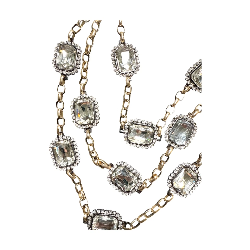 Collar llamativo de cristal en capas tono plata TRACI LYNN TL446 Foto 3 de 4