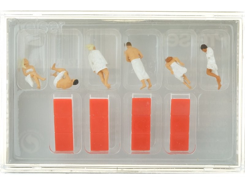Figurines PREISER Au Sauna HO avec détails réalistes peints à la main pour décor miniature 10801