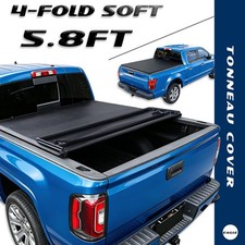 4-fold Soft Tonneau Cover For 07-26 Chevy Silverado Gmc Sierra 1500 5.8ft Bed