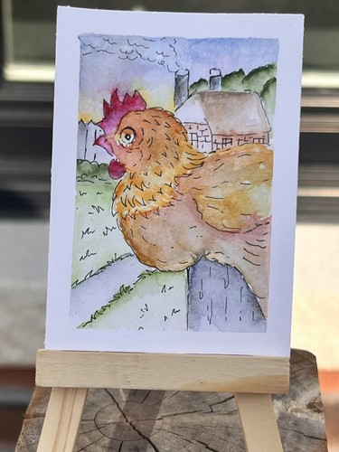 ACEO ORIGINAL PAINTING   "ROOSTER'' ACEO ONE-OF-A-KIND