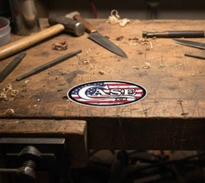 CASE KNIVES XX SCRIPT LOGO FLAG VINYL  STICKER  KNIFE 3.5 x 2.25 inches Decal