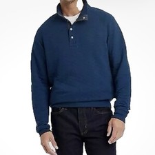 Goodfellow Mens BLUE Lightweight Quilted Snap Button Sweatshirt Medium Pockets