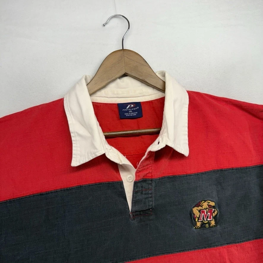 Винтажная мужская рубашка регби Maryland University 2XL черная красная с логотипом террапинов 90-е - Изображение 4 из 4