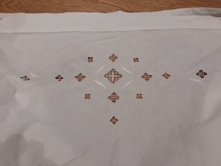 Drap Ancien En Lin Brodé