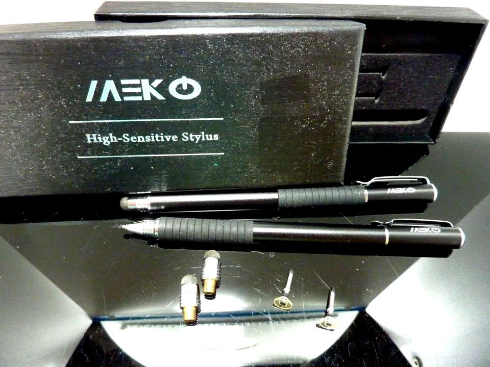 2 MEKO High-Sensitive Stylus 2-in-1 Disc Stylus Silver Pen w/ Replacement Tips - Image 2 of 4