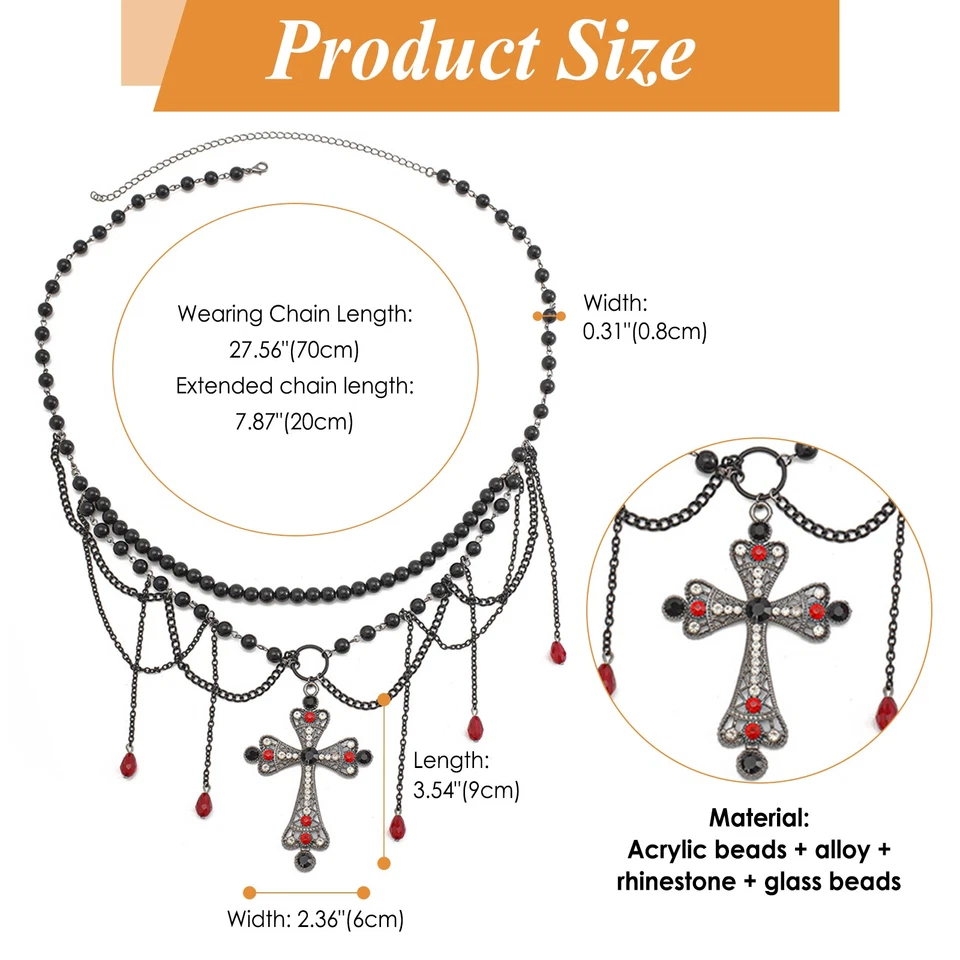 Joyería corporal gótica de acero inoxidable con flecos y flecos cruzados para mujer Foto 2 de 4