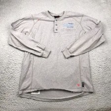 Ariat Work FR Shirt Mens M Gray Henley Flame Resistant Long Sleeve Embroidery