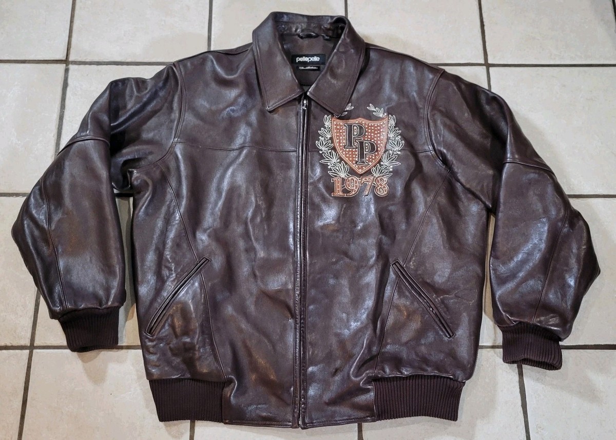 Pelle Pelle Marc Buchanan Embroidered Panther Leather Jacket Mens