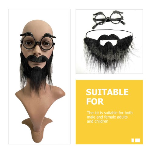 2 Sets Funny Costume Eyewear Decorative Fake Man Beard Beards for Costumes - Picture 4 of 12