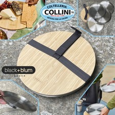 Black Blum -  Set 4 piatti in acciaio inox + vassoio in bamboo - OLPLATE001