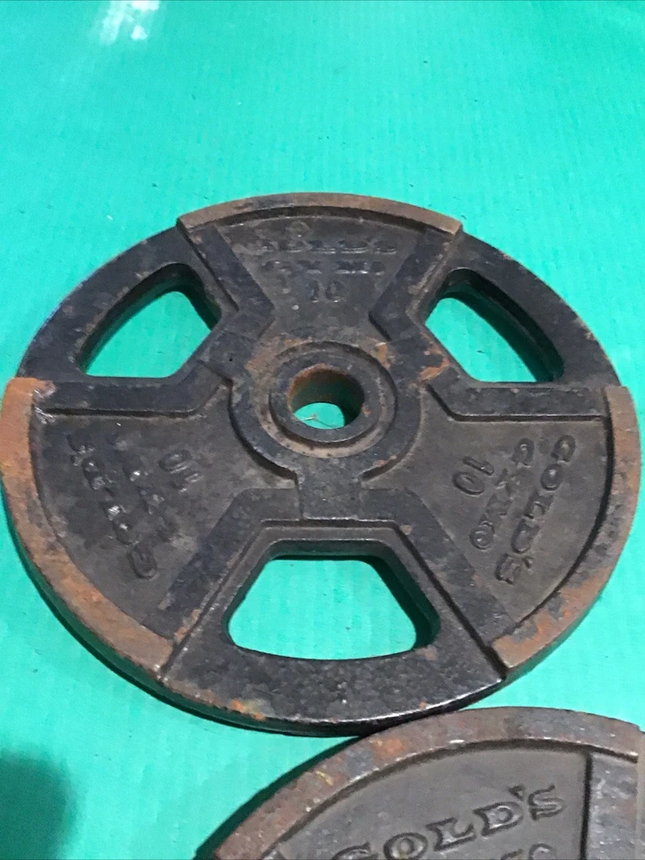 Lote de 2 placas de barra Gold's Gym padrão 10 lb placa de aderência de peso 1" - Imagem 4 de 4