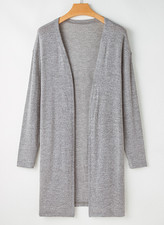 Womens Cardigan MEDIUM Gray Long Lightweight Open Front NEW Long Sleeve