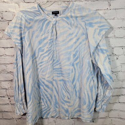 Who What Wear, Blue White Zebra Stripe Blouse, Size 2X